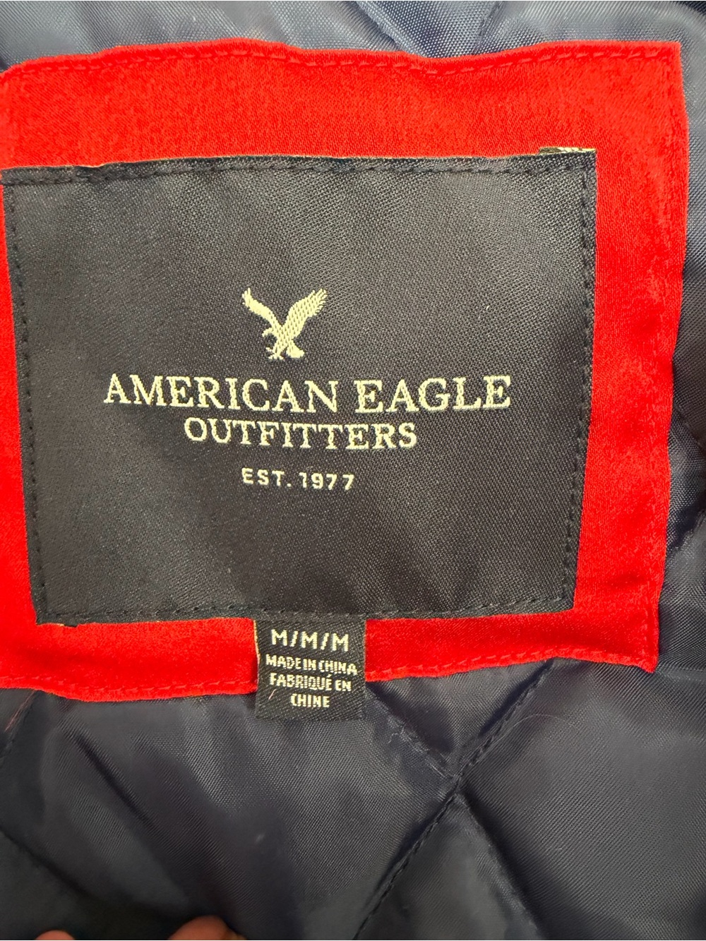 American Eagle Floral Embroidered Bomber Jacket M Red Satin Quilted Varsity - Picture 2 of 6